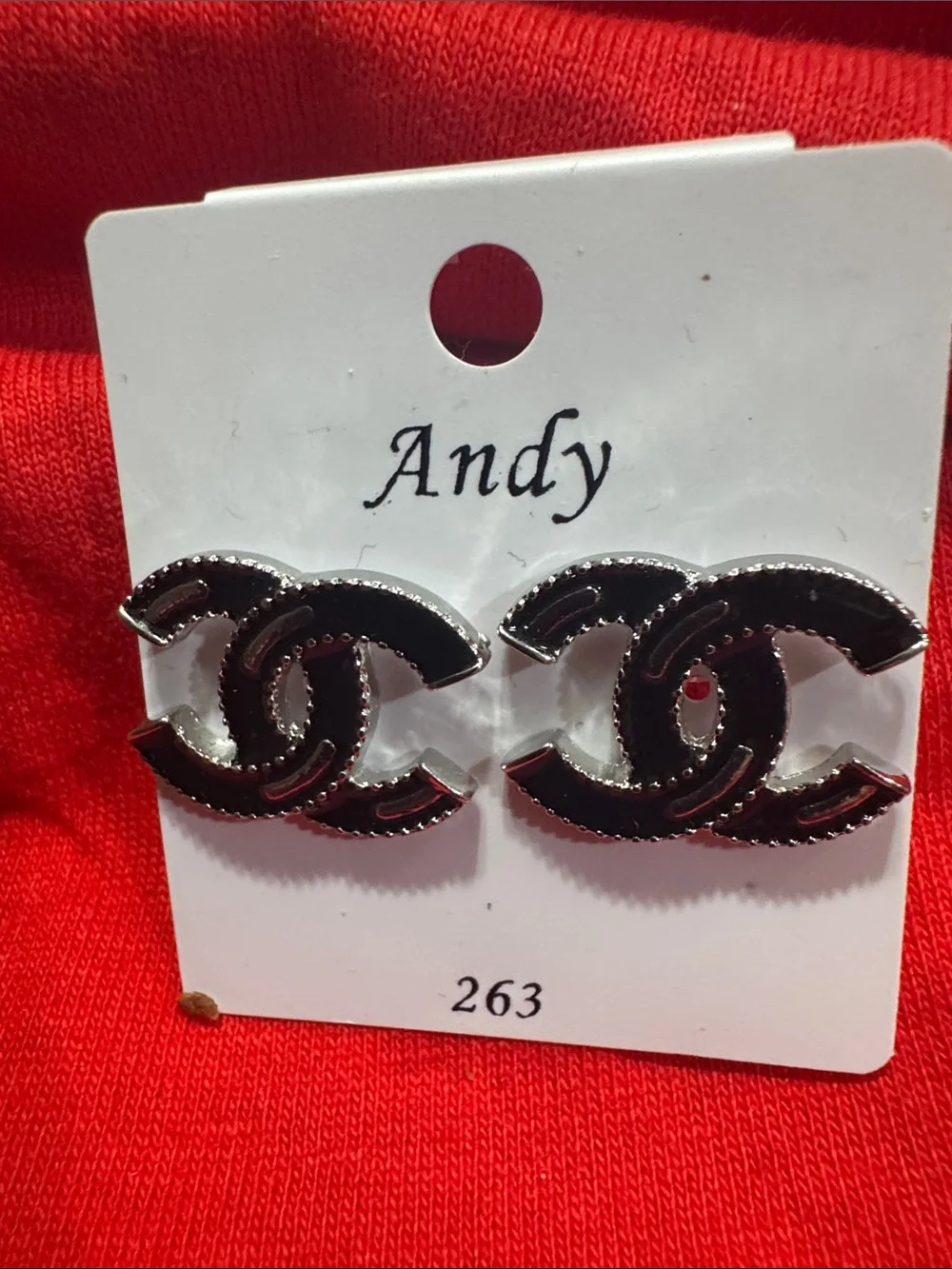 Black and silver Interlocking Logo Stud Earrings